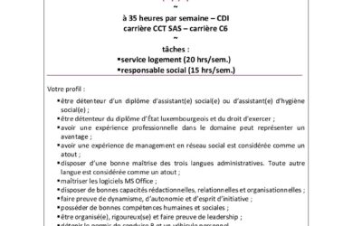 Poste vacant – assistant(e) social(e) (m/f/d)